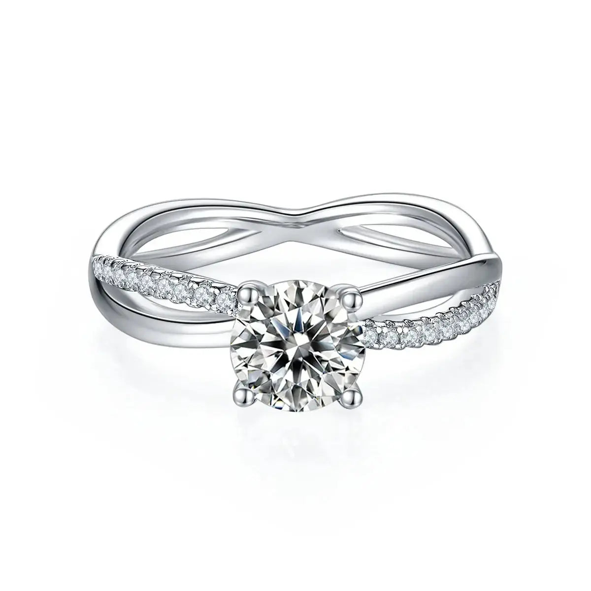 1-carat Luxury And Fashionable Light Luxury Jewelry Silver Ring Set With Top-quality Moissanite, S925 Silver Plated Platinum NP Collection