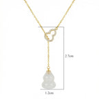 925 Sterling Silver Elegant White Jade Wulu Lariat Necklace with Diamond Pavé Accents NP Collection