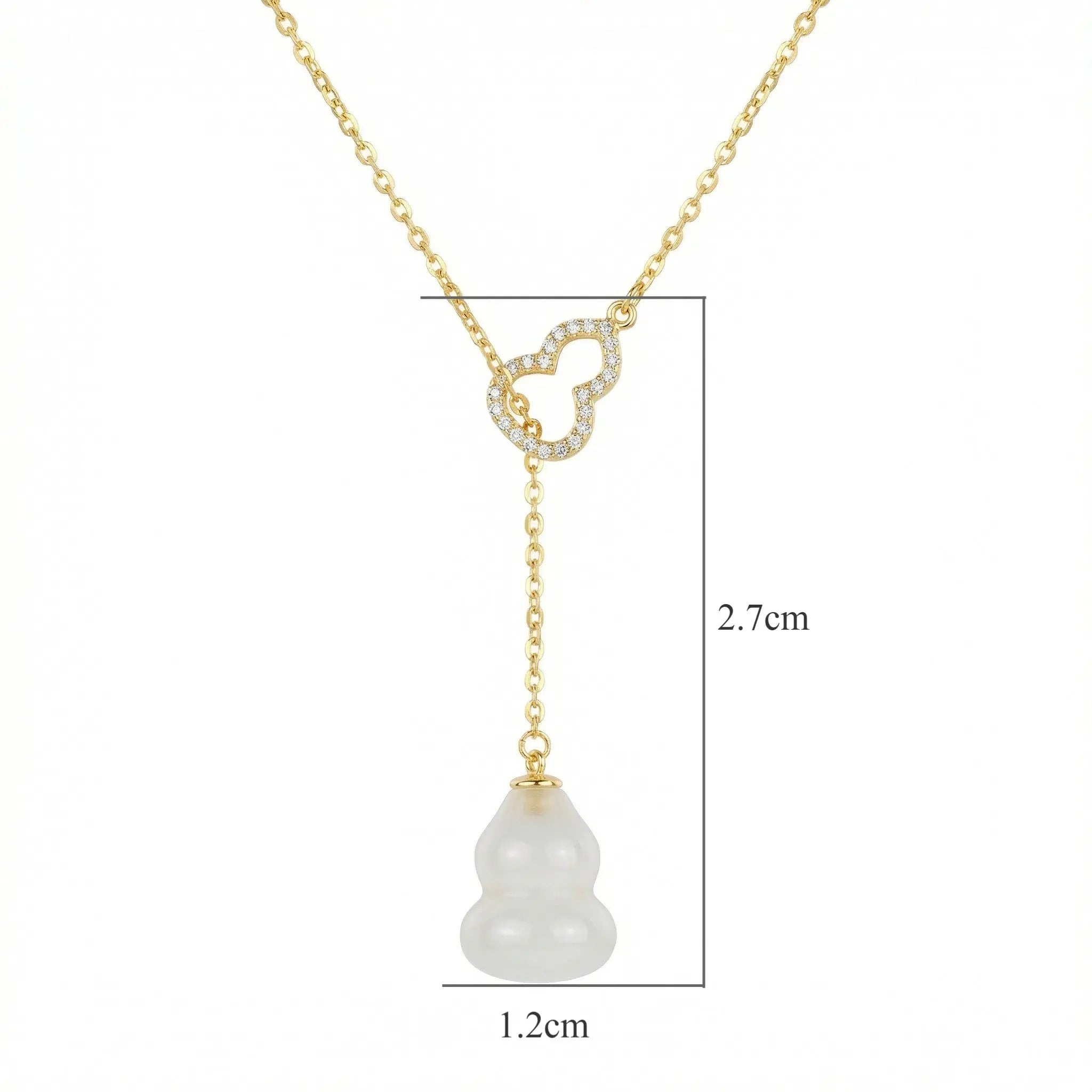 925 Sterling Silver Elegant White Jade Wulu Lariat Necklace with Diamond Pavé Accents NP Collection