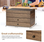 3 Layer Large Jewelry Storage Case, Rustic Wooden 