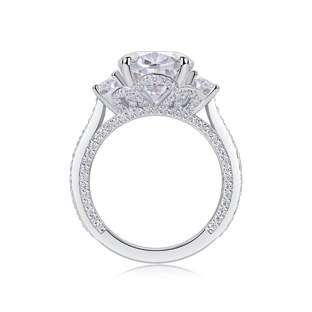 Crown Of Radiance - Moissanite S925 Sterling Silver And Platinum-plated Diamond Ring