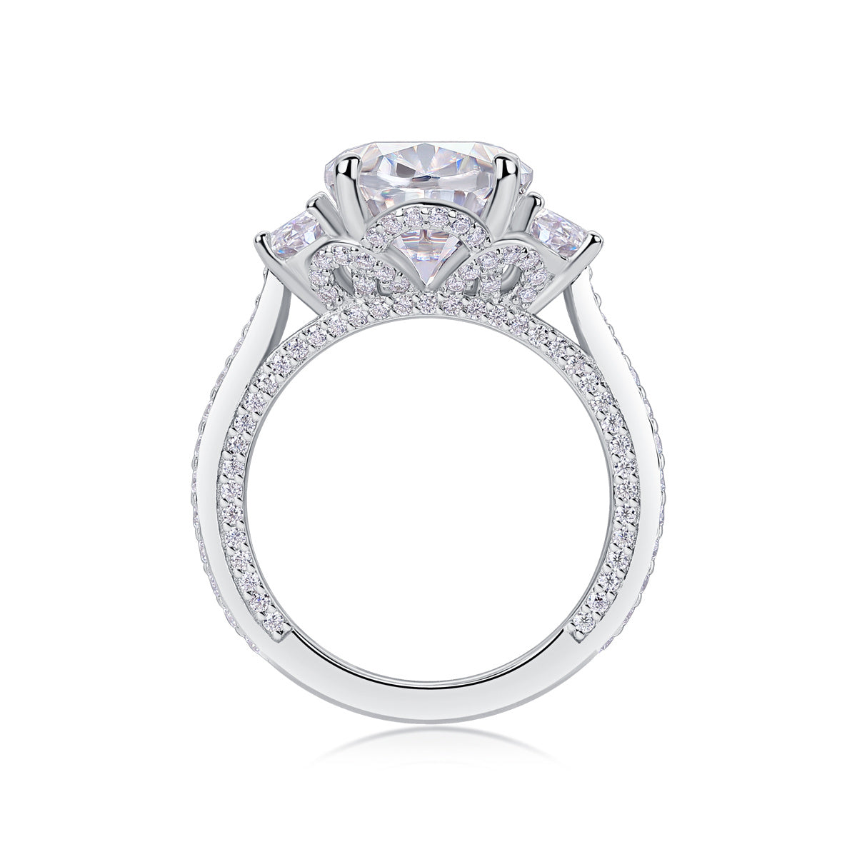 Crown Of Radiance - Moissanite S925 Sterling Silver And Platinum-plated Diamond Ring