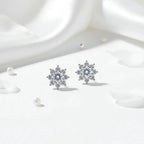 1CT Moissanite Snowflake Sunflower Earrings 925 Silver