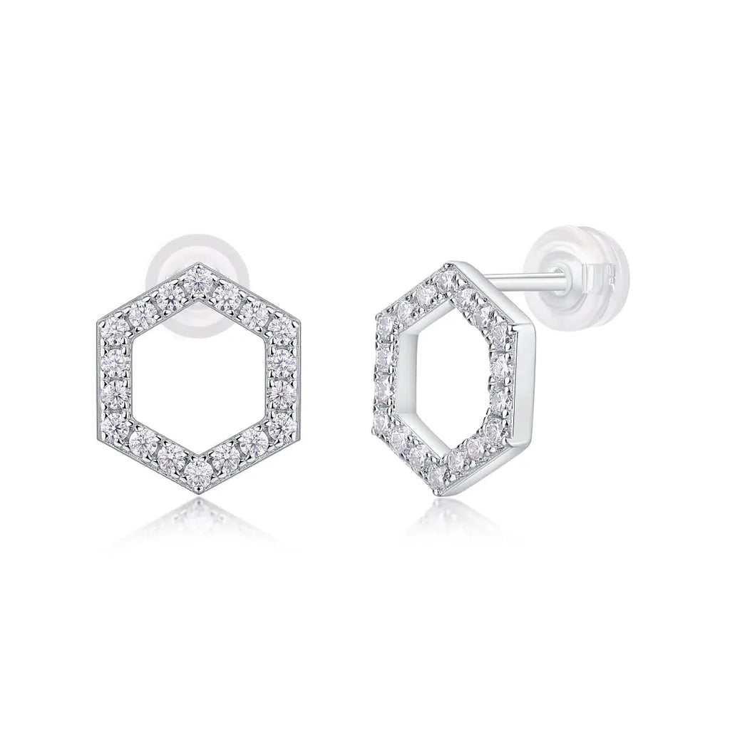 Empowering the Future - Moissanite S925 Sterling Silver and Platinum-Plated Stud Earrings 