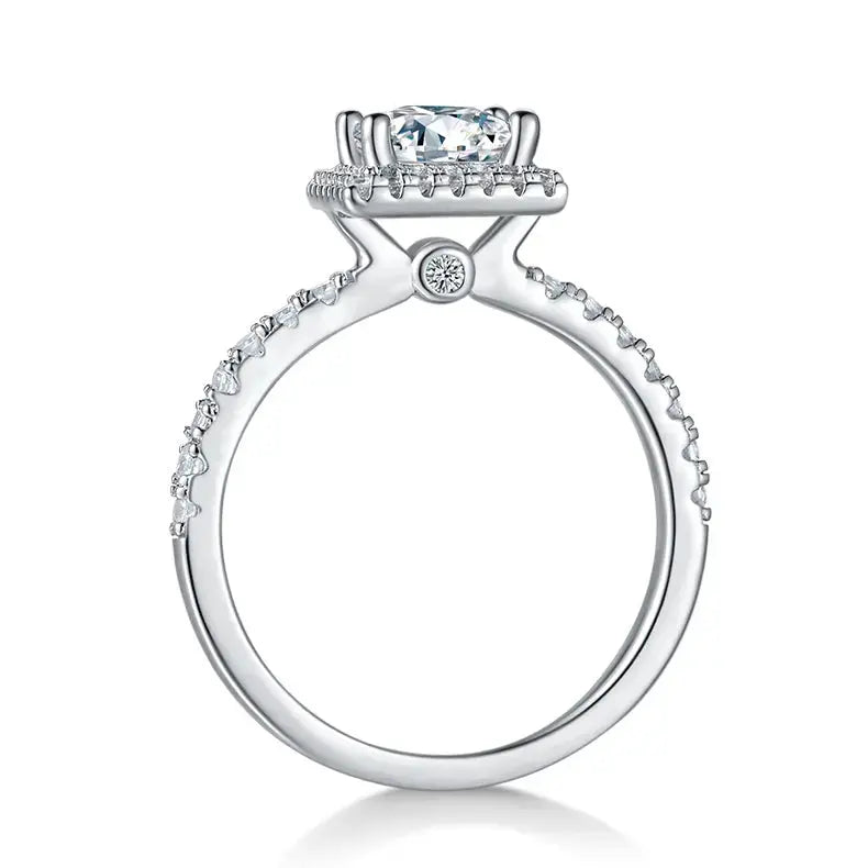 Square Moissanite Set With Top-quality Moissanite Luxury And Fashionable Light Luxury Jewelry Silver Ring S925 Silver Electroplated With Platinum NP Collection