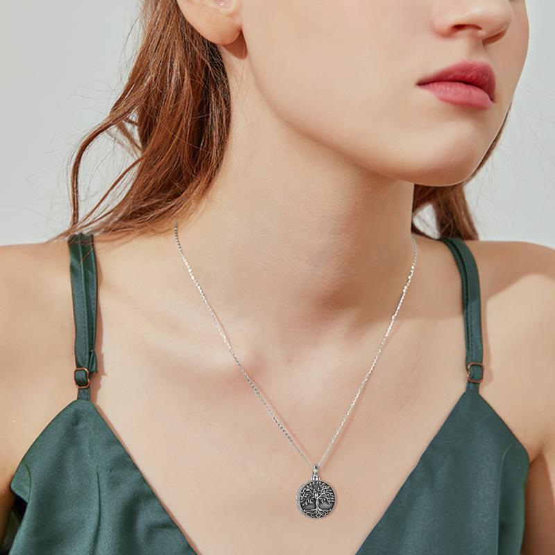 Tree of Life Urn Cremation Jewelry Necklace for Ashes in Sterling Silver