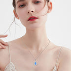 Sterling Silver Blue Opal Teardrop Necklace