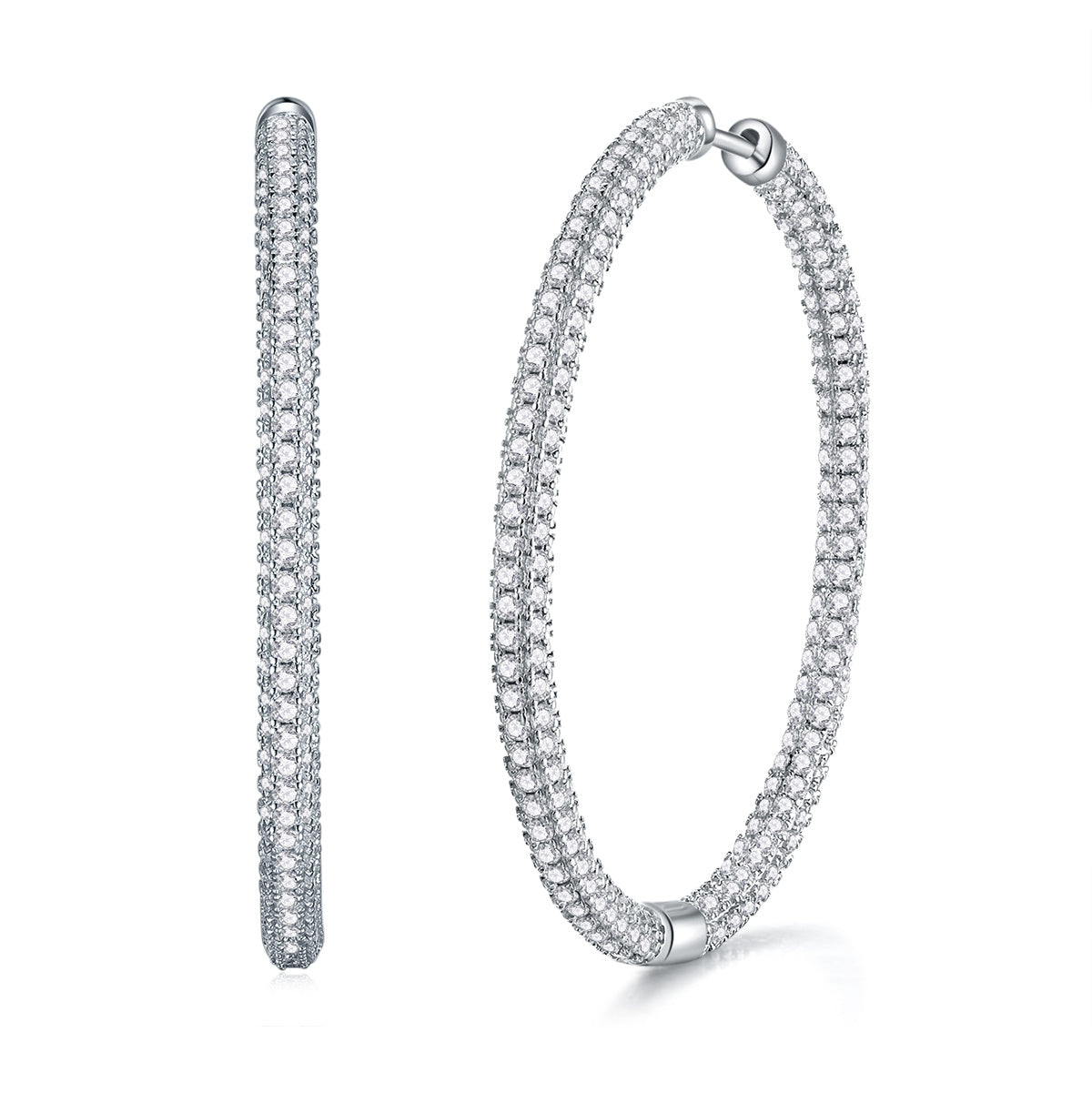 Light Coco Diamond Earrings Stud Set With Mosan Diamond Silver Ornaments