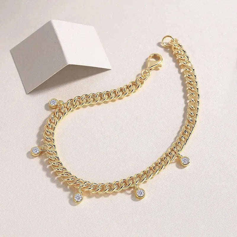 Moissanite S925 Gold-Plated Silver Bracelet – Luxurious Light Luxury Trend Jewelry NP Collection