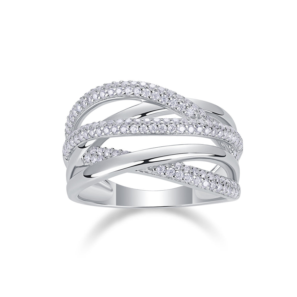 Brilliant Interweaving - Moissanite S925 Sterling Silver And Platinum-plated Diamond