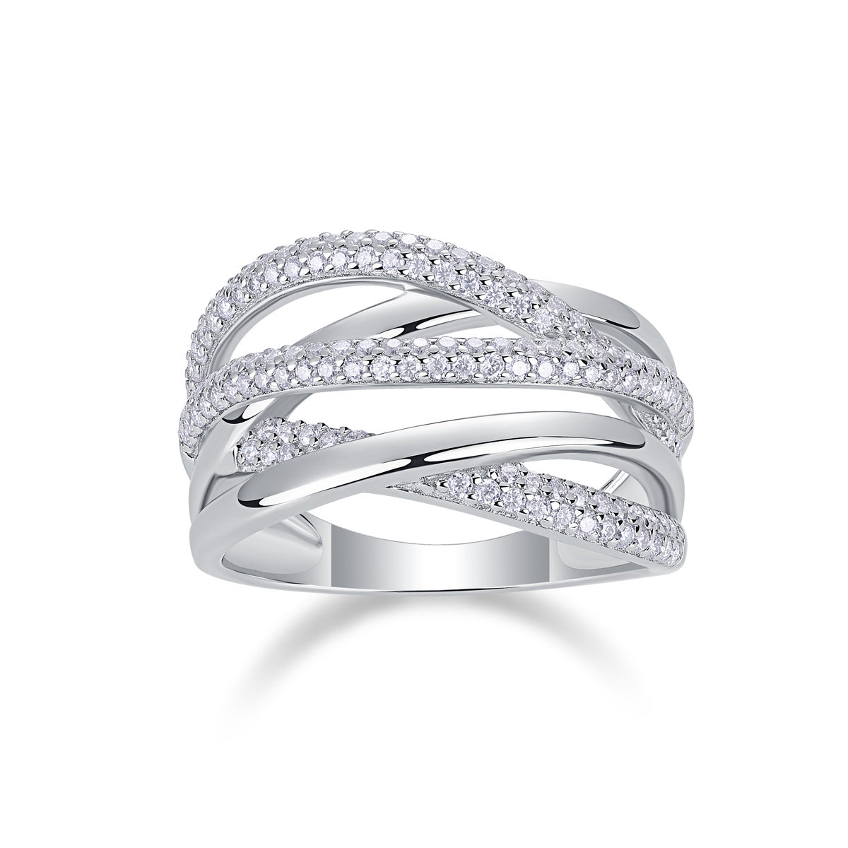 Brilliant Interweaving - Moissanite S925 Sterling Silver And Platinum-plated Diamond