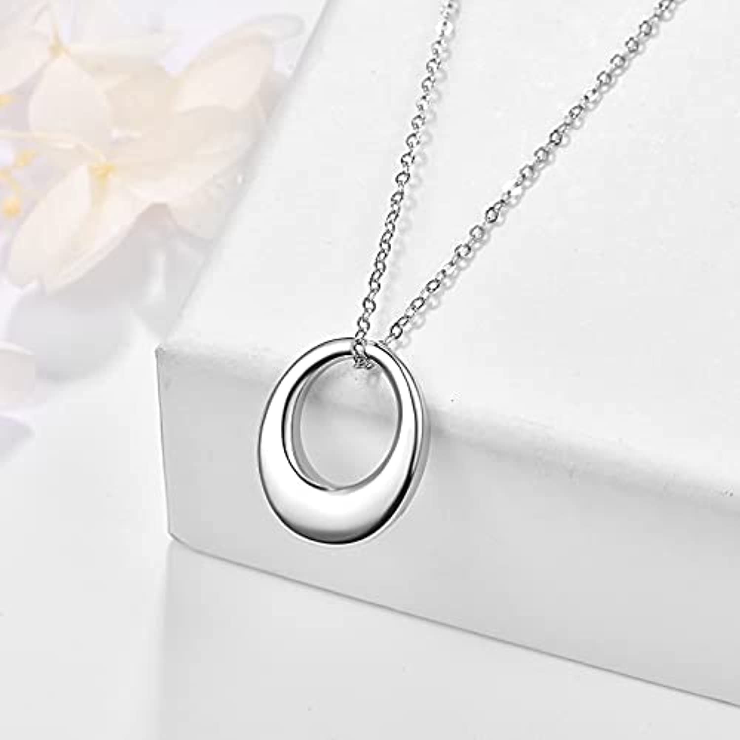 Oval Ashes Necklace Cremation Jewelry Urn 925 Sterling Silver Necklace