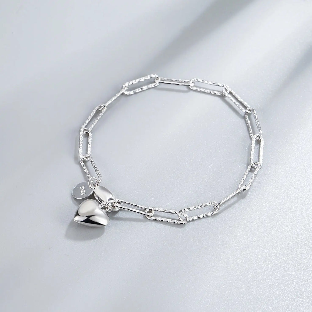 Womens S925 Sterling Silver Heart Bracelet NP Collection