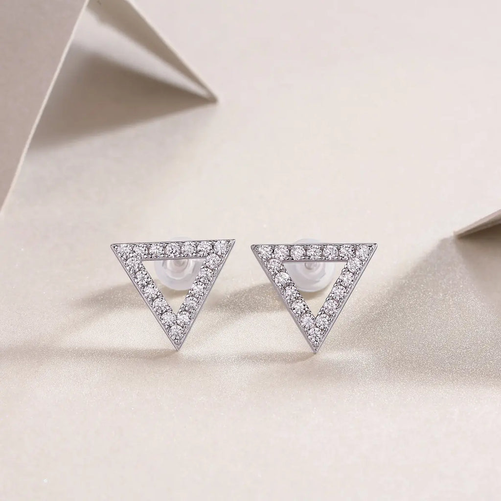 Unique - Moissanite S925 Sterling Silver and Platinum-Plated Stud Earrings