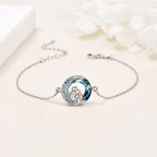 Sterling Silver Girls Dog Adjustable Bracelet with Crystal