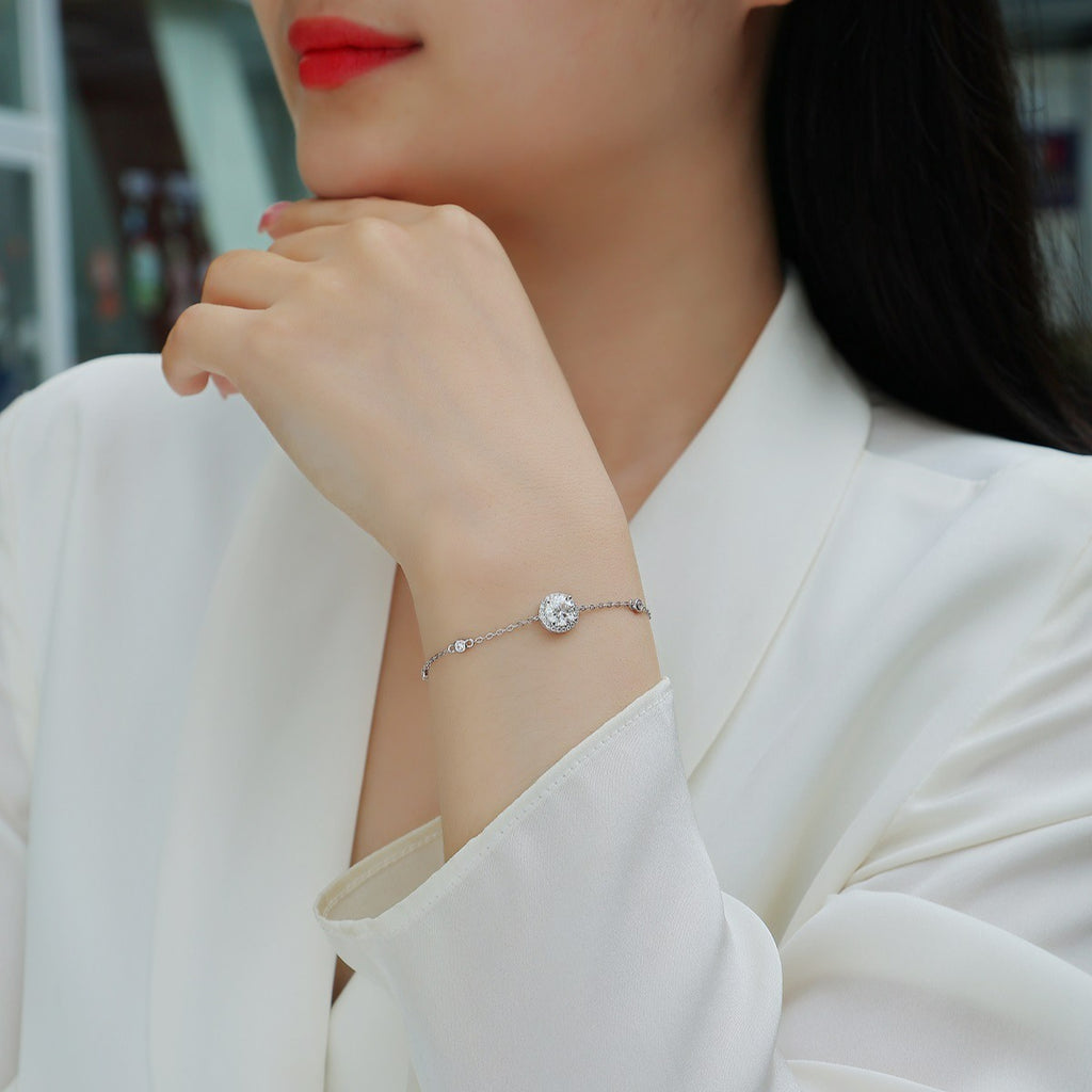 925 Sterling Silver Special-interest Design Round Bag Anti-drop Buckle Adjustable Bracelet