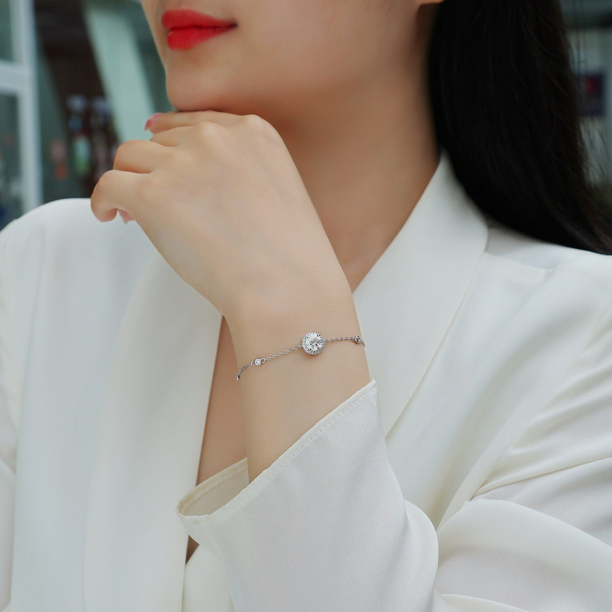 925 Sterling Silver Special-interest Design Round Bag Anti-drop Buckle Adjustable Bracelet