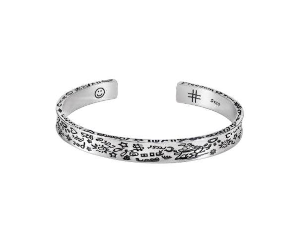 925 Sterling Silver Graffiti Bracelet