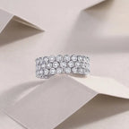 A Luxurious And Fashionable Light Luxury Jewelry Silver Ring Set With Top-quality Moissanite, S925 Silver Plated With Platinum NP Collection