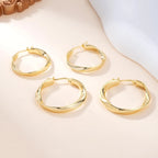 14K Gold Hoop Earrings Twisted Thick Wave Design
