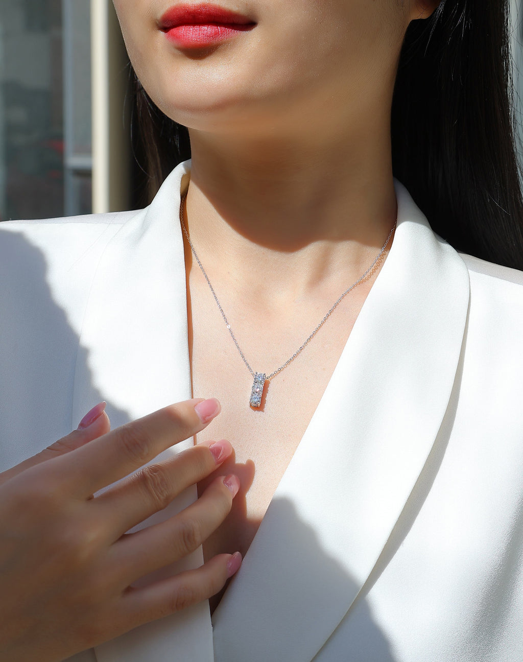 Round - 0.5-carat Moissan Diamonds, S925 Sterling Silver And Platinum Plating Pendant