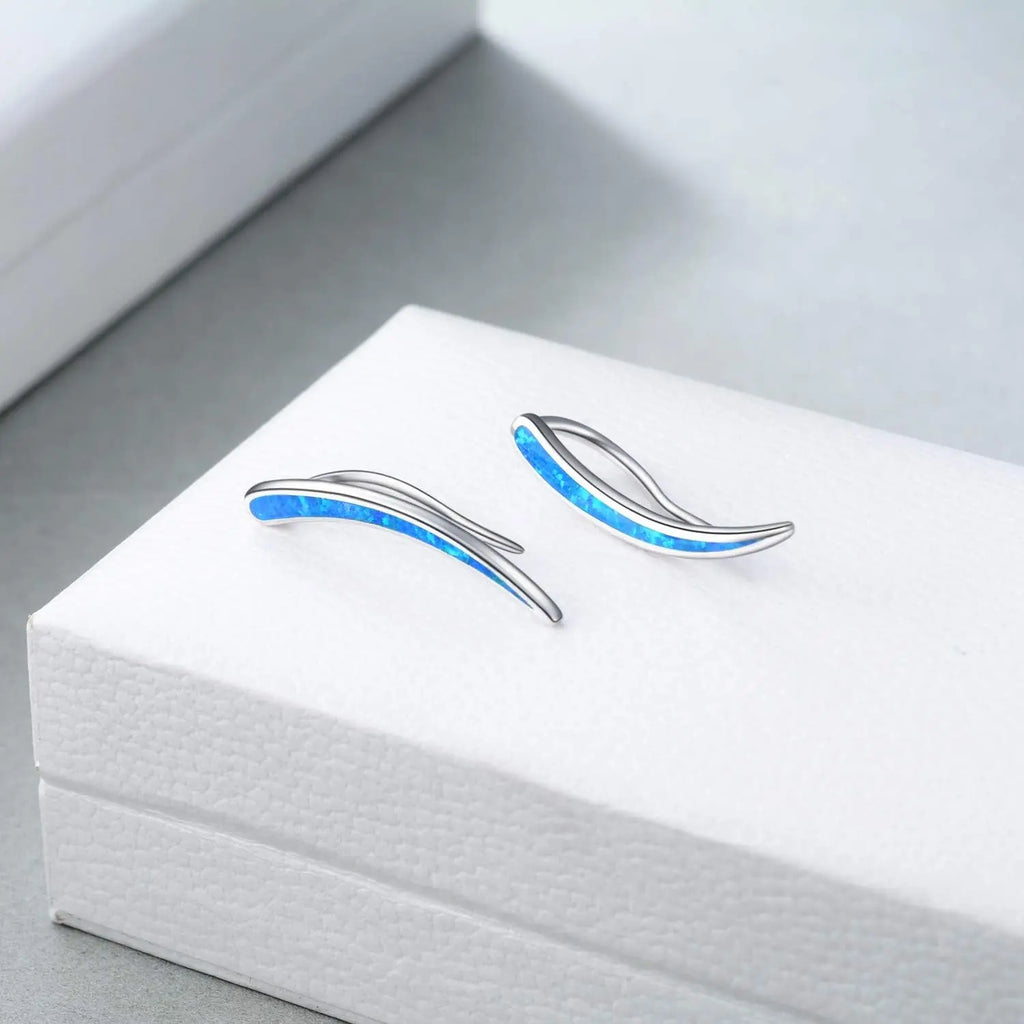 925 Sterling Silver Ear Climbers Earrings for Women Created Opal Earrings for Women Crawler Earrings Jewelry Birthday Valentines Day Gifts for Mom Wife Her
