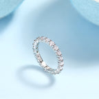 Row Diamond Ring, Moissanite Silver Ring