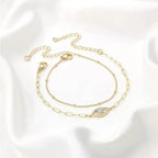 Dainty Gold Bracelets For Women, 14K Gold Filled Adjustable Layered Bracelet Cute Oval Chain  Bar Gold Bracelet