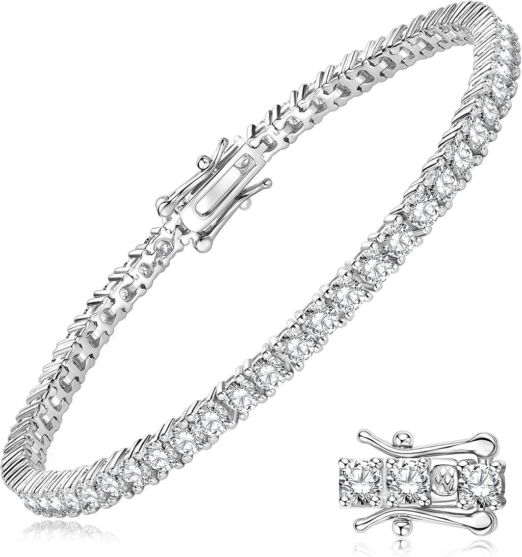 Moissanite Tennis Bracelet 14K Gold Plated D Color VVS1 