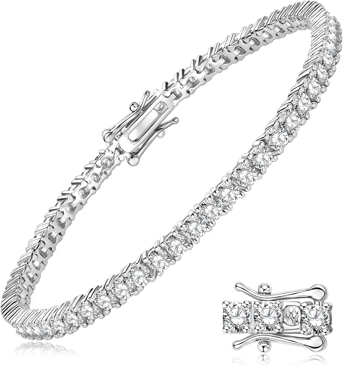 Moissanite Tennis Bracelet 14K Gold Plated D Color VVS1 