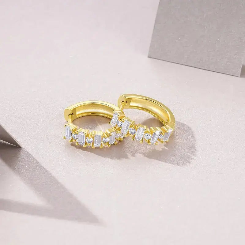Moissanite Luxury And Fashionable Light Luxury Jewelry Silver Stud Earrings S925 Silver Electroplated Gold NP Collection