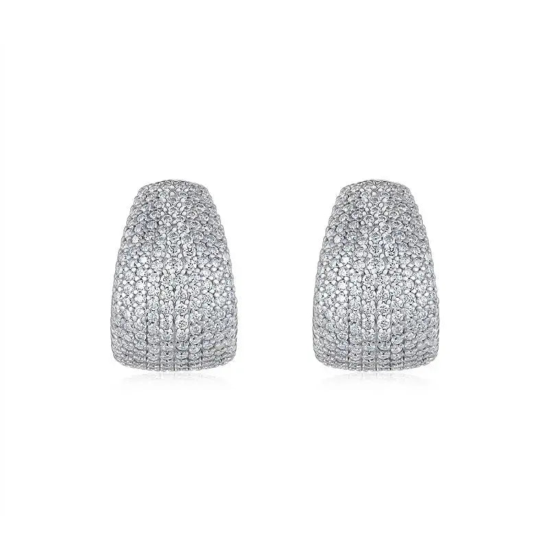 Moissanite Luxury And Fashionable Light Luxury Jewelry Silver Stud Earrings S925 Silver Plated Platinum NP Collection