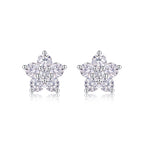 Paris Flower - Moissanite S925 Sterling Silver And Platinum-plated Stud Earrings