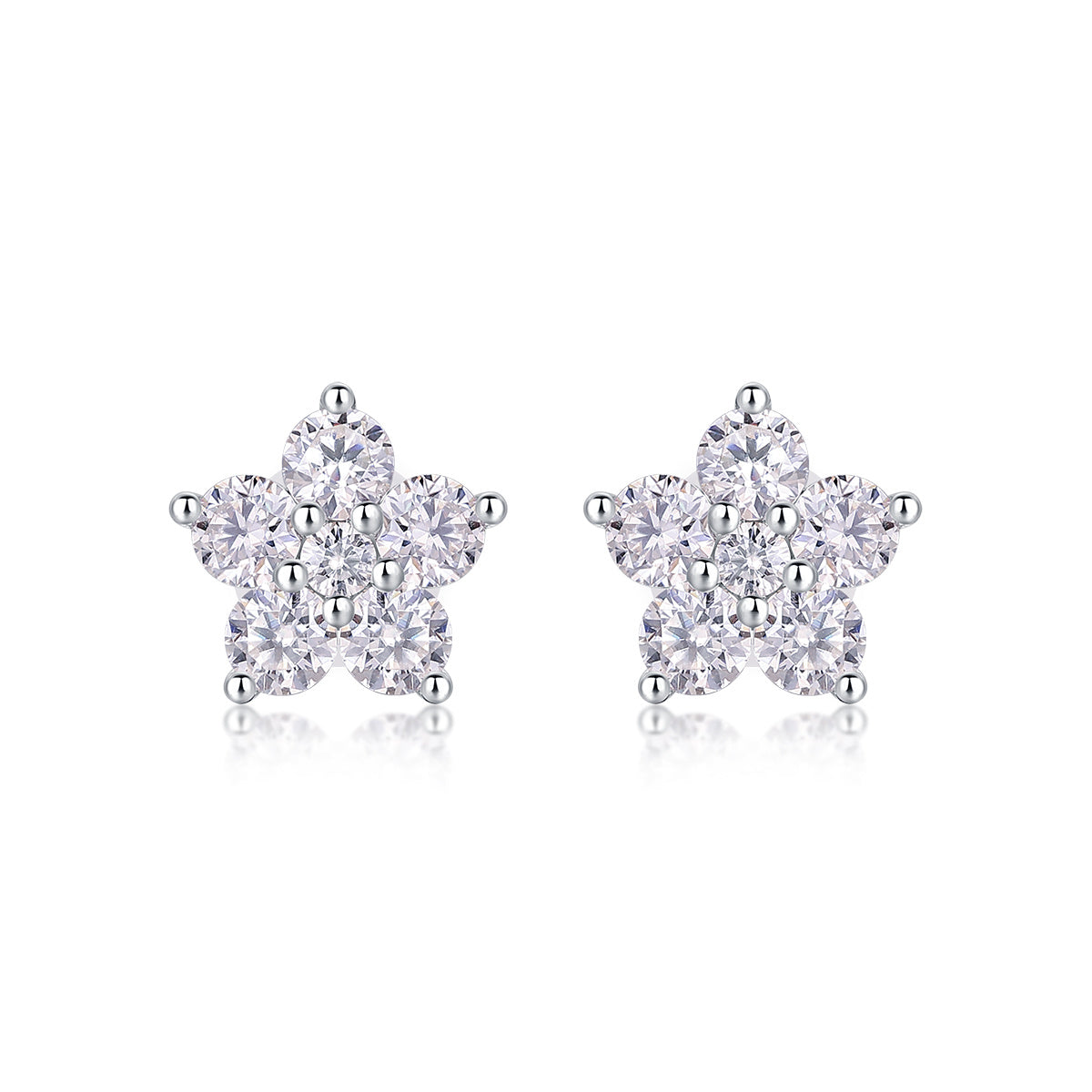 Paris Flower - Moissanite S925 Sterling Silver And Platinum-plated Stud Earrings