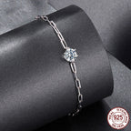 D Color 1 Karat Moissanite Bracelet Women's Simple S925 Sterling Silver Bracelet
