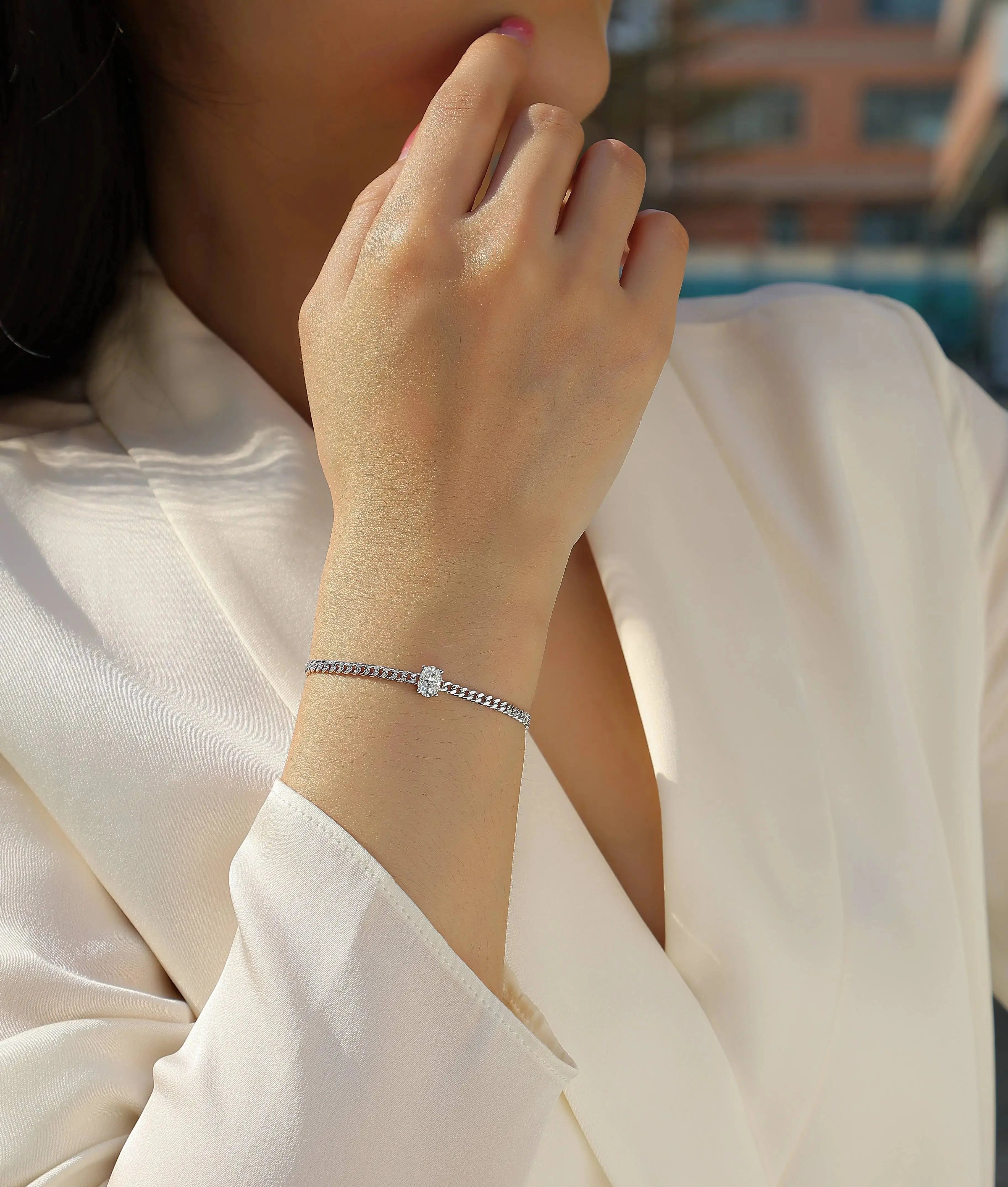 Breakthrough - Set With Top-quality Moissanite, Fashionable And Light Luxury Jewelry Silver Bracelet S925, Silver-plated Platinum NP Collection