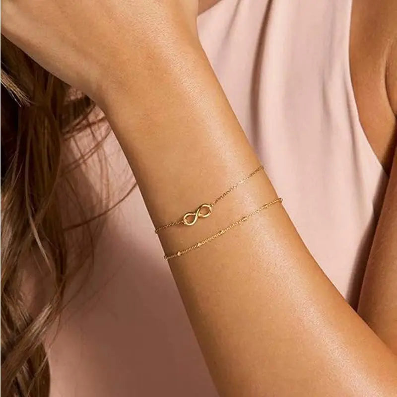 Dainty Gold Bracelets For Women, 14K Gold Filled Adjustable Layered Bracelet Cute Oval Chain  Bar Gold Bracelet