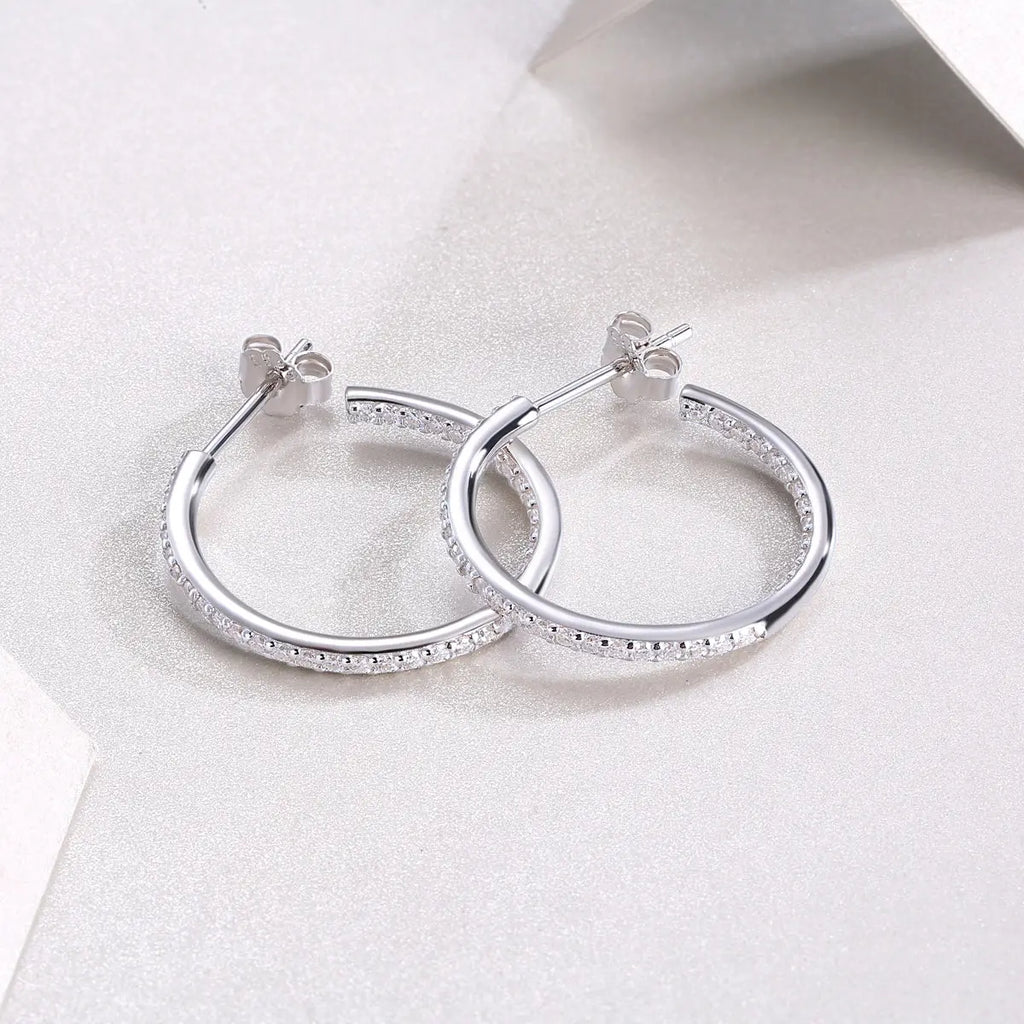 1Ribbon - Square Moissanite S925 Sterling Silver Earrings with Platinum-Plated Stud Earrings