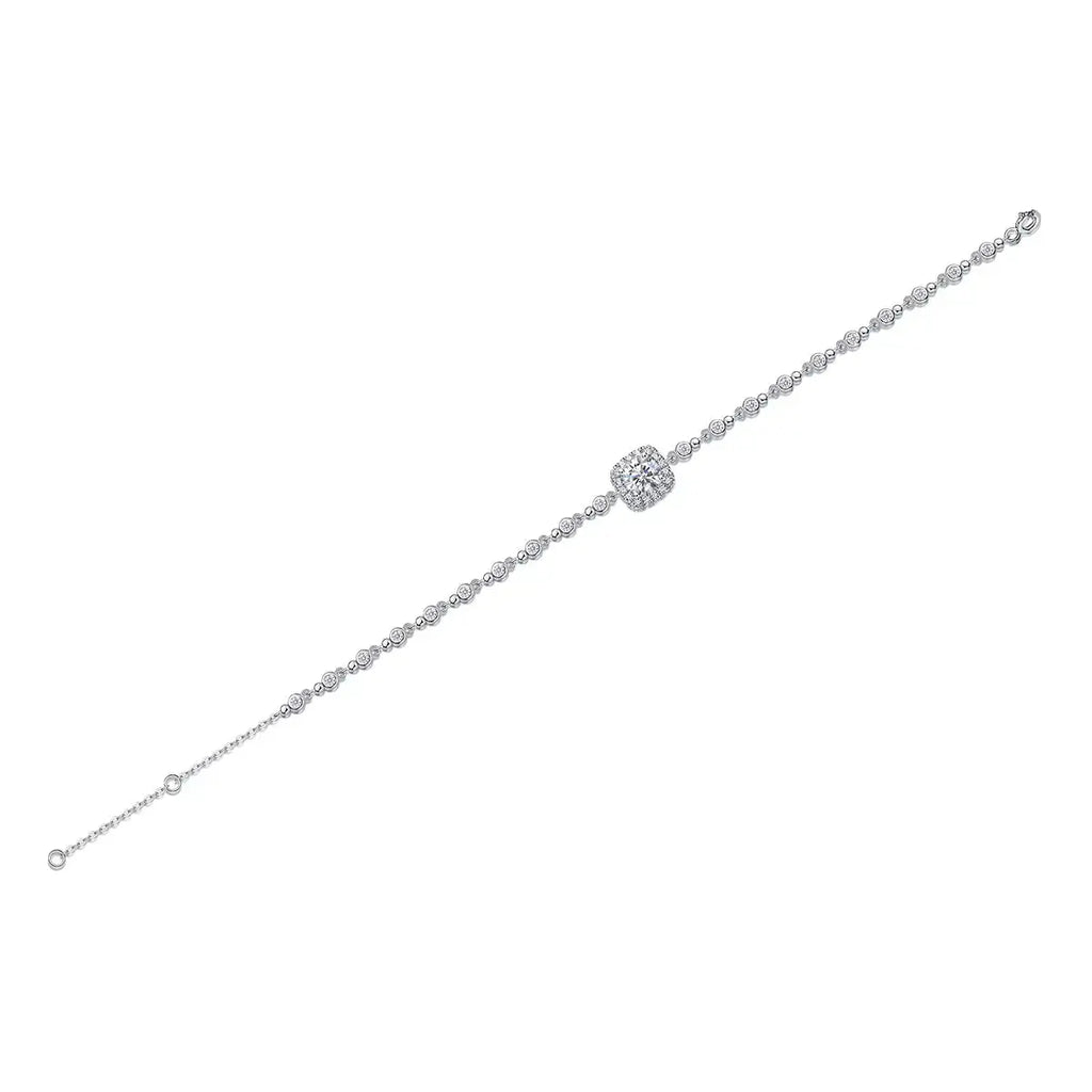 Surrounded By Stars - A Luxurious And Fashionable Light Luxury Jewelry Silver Bracelet And Bracelet Set With Top-quality Moissanite, S925 Silver-plated Platinum NP Collection