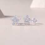 Paris Flower - Moissanite S925 Sterling Silver And Platinum-plated Stud Earrings