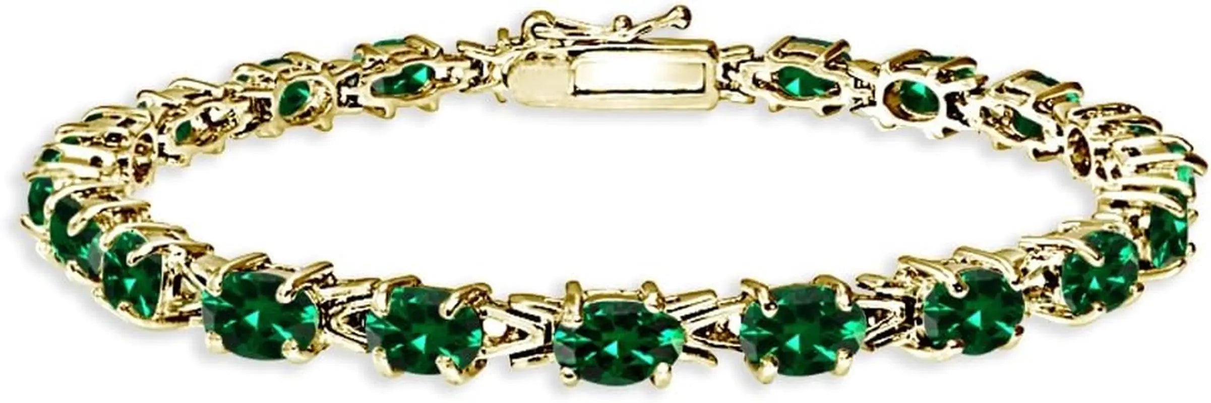 Sterling Silver Genuine, Created or Simulated Gemstone 6X4Mm Oval Link Tennis Bracelet for Women