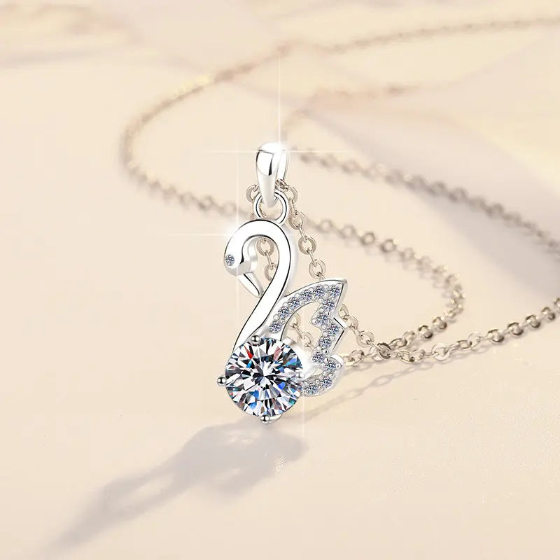 Pure Silver Women's Light Luxury Niche Swan Necklace NP Collection