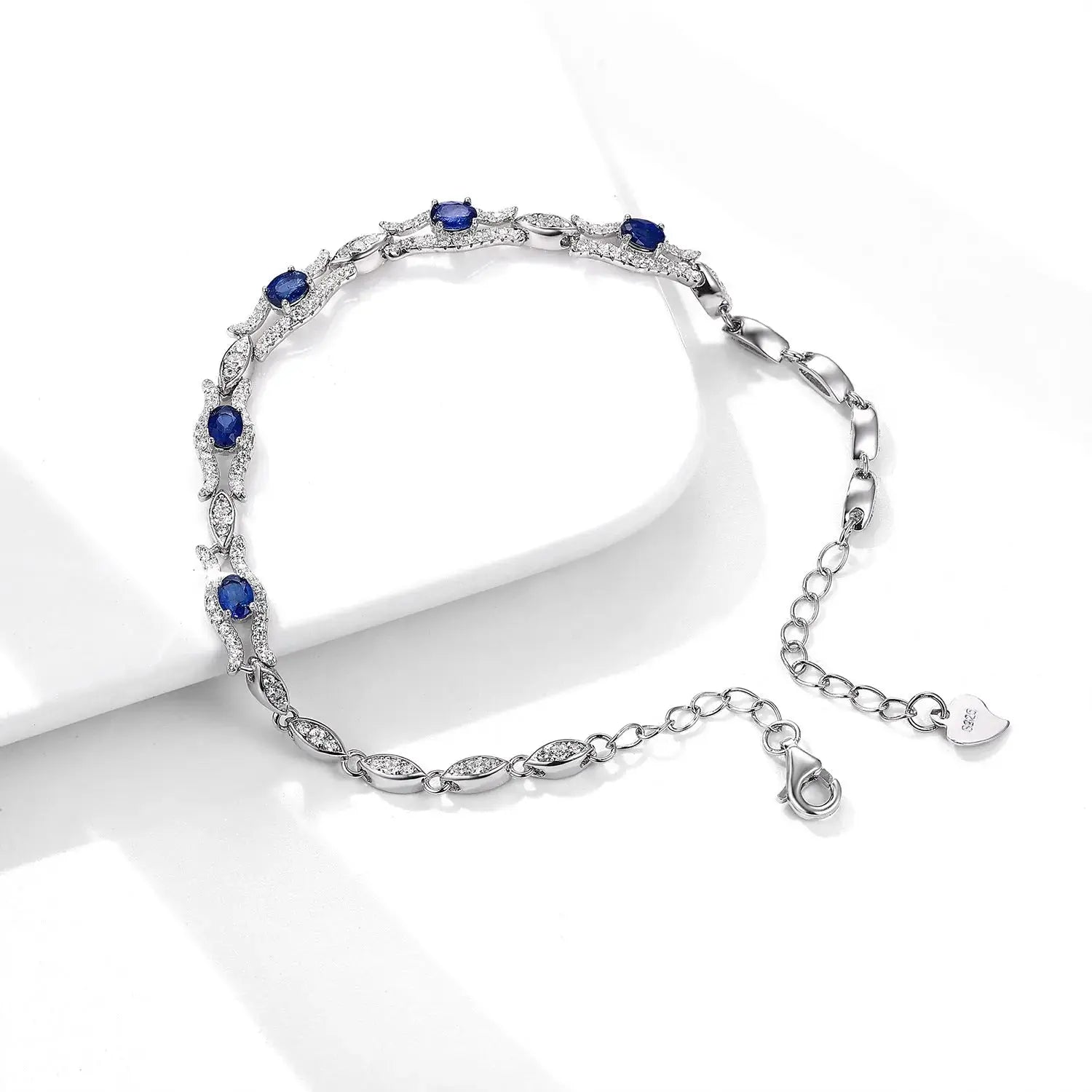 Natural Sapphire Bracelet for Women – S925 Sterling Silver Gemstone Jewelry, Premium Original Design NP Collection