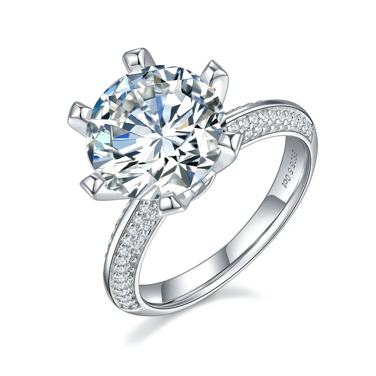 A 5-carat Luxury And Fashionable Light Luxury Jewelry Silver Ring With Top-quality Moissanite, S925 Silver Plated With Platinum NP Collection
