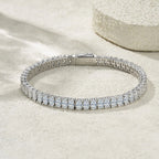 A Luxurious And Fashionable Minimalist Jewelry Bracelet Featuring Moissanite, Made Of S925 Silver Electroplated With Platinum. - N&P Colletion