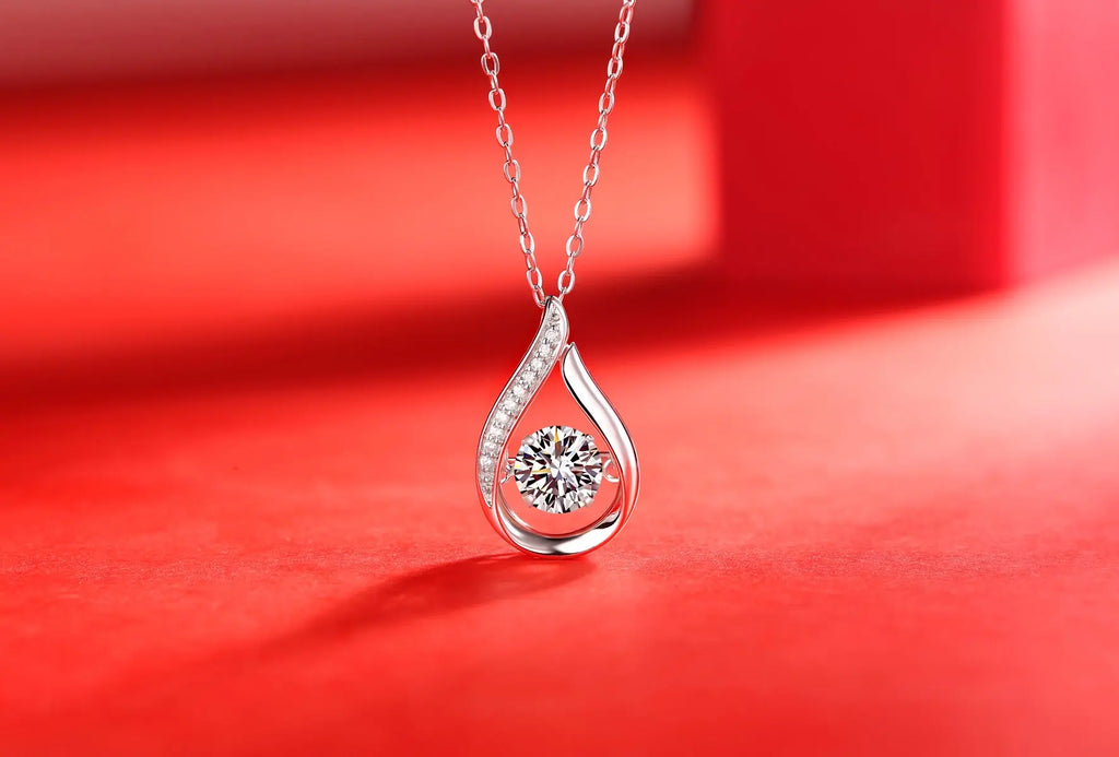 1Dynamic  Necklace Pendant with 1-Carat Moissanite S925 Sterling Silver and Platinum Plating 