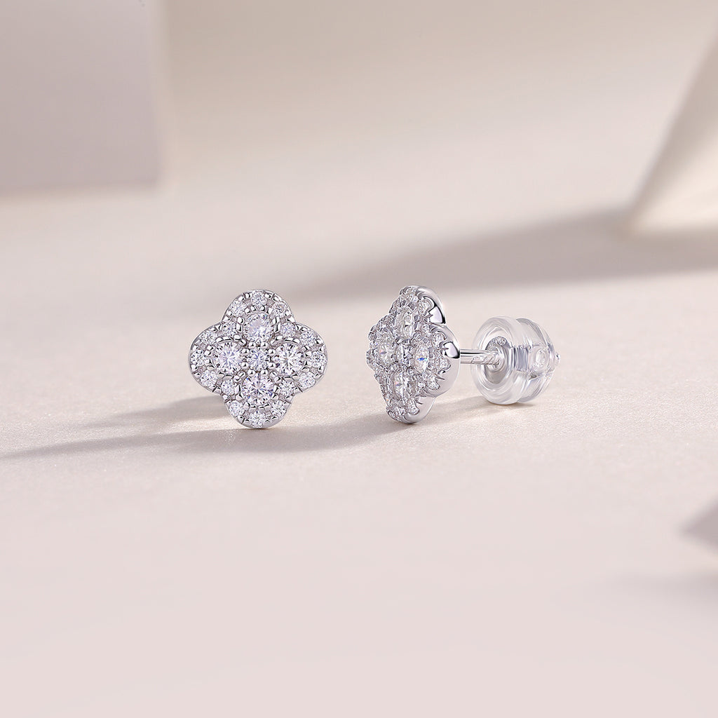 Ningxiang - Moissanite S925 Sterling Silver And Platinum-plated Stud Earrings