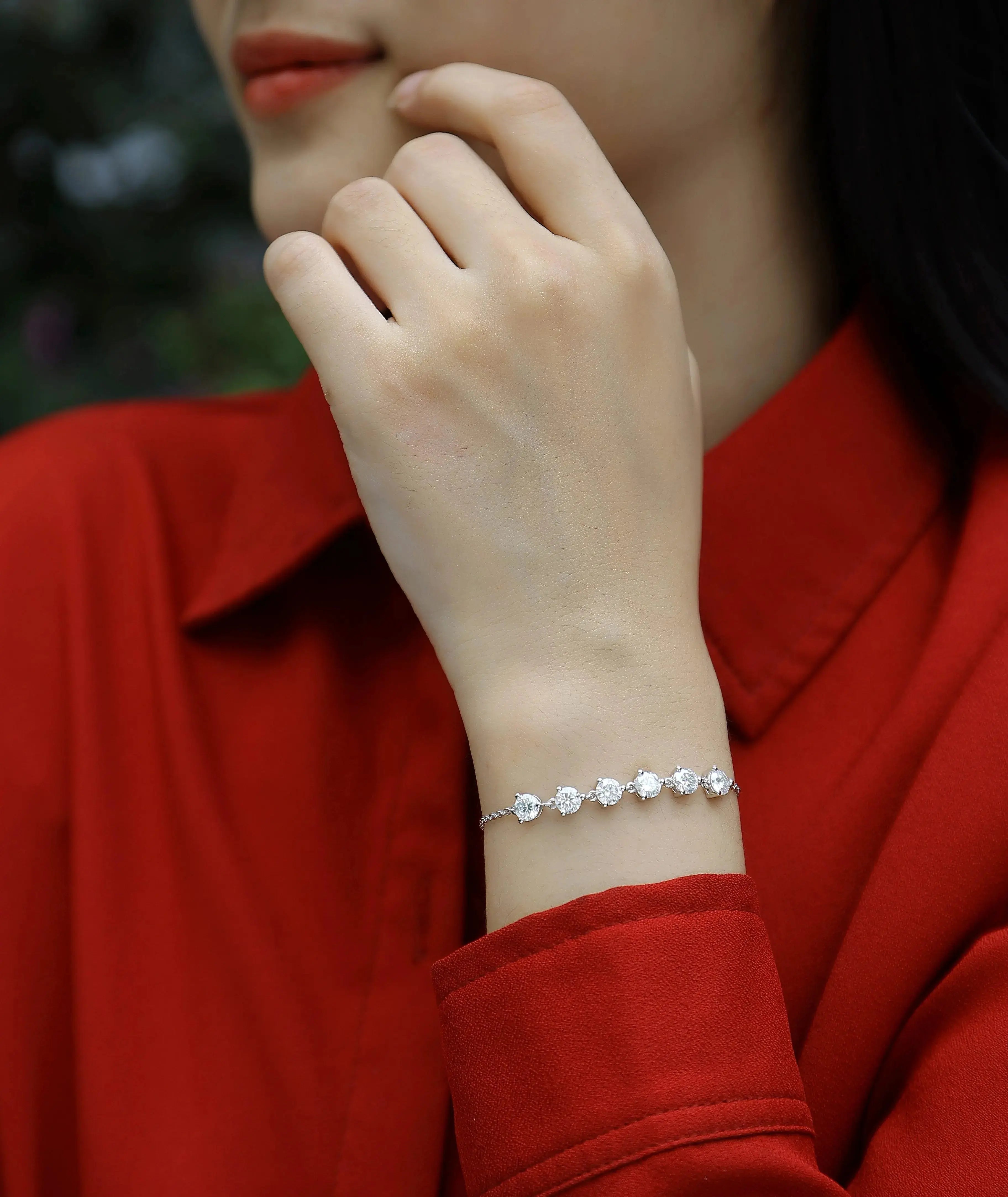 Dreamy Beauty Permeates - A Fashionable And Light Luxury Jewelry Silver Bracelet And Bracelet Set With Top-quality Moissanite, S925 Silver-plated Platinum NP Collection