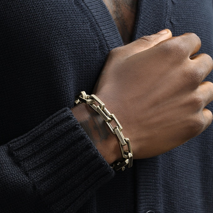 Thick Antique Bronze Titanium Steel Bracelet
