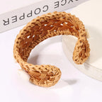 Rattan Bracelet Handmade Lightweight Straw Wicker Braid Cuff Bangle Bracelet 